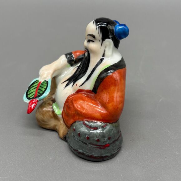 Chinese Porcelain Figurine Eight Immortals Taoist Vintage 1960s Zhongli Quan 3" - Picture 5 of 7